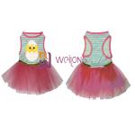 Good Elasticity Double Skirt Easter Pet Dress Bow CVC Jersey 180G Female Dog