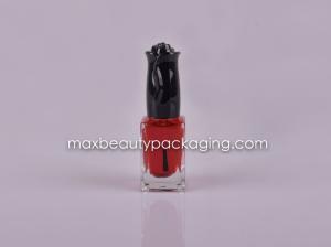 China uv coating shiny black flower shape nail polish cap13ml nail polish bottle flat brush nail polish packaging wholesale