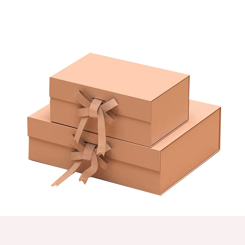 A5 Deep Rigid Collapsible Box Folding Magnetic Gift Box With Ribbon Bow Tie Design
