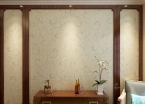 China Embossed Vinyl Interior Decorating Wallpaper , Silver and Green Contemporary Wallpaper wholesale