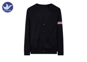 China Adults Men's Long Sleeve Cardigan Sweater , Mens Button Up Sweater With Pockets wholesale
