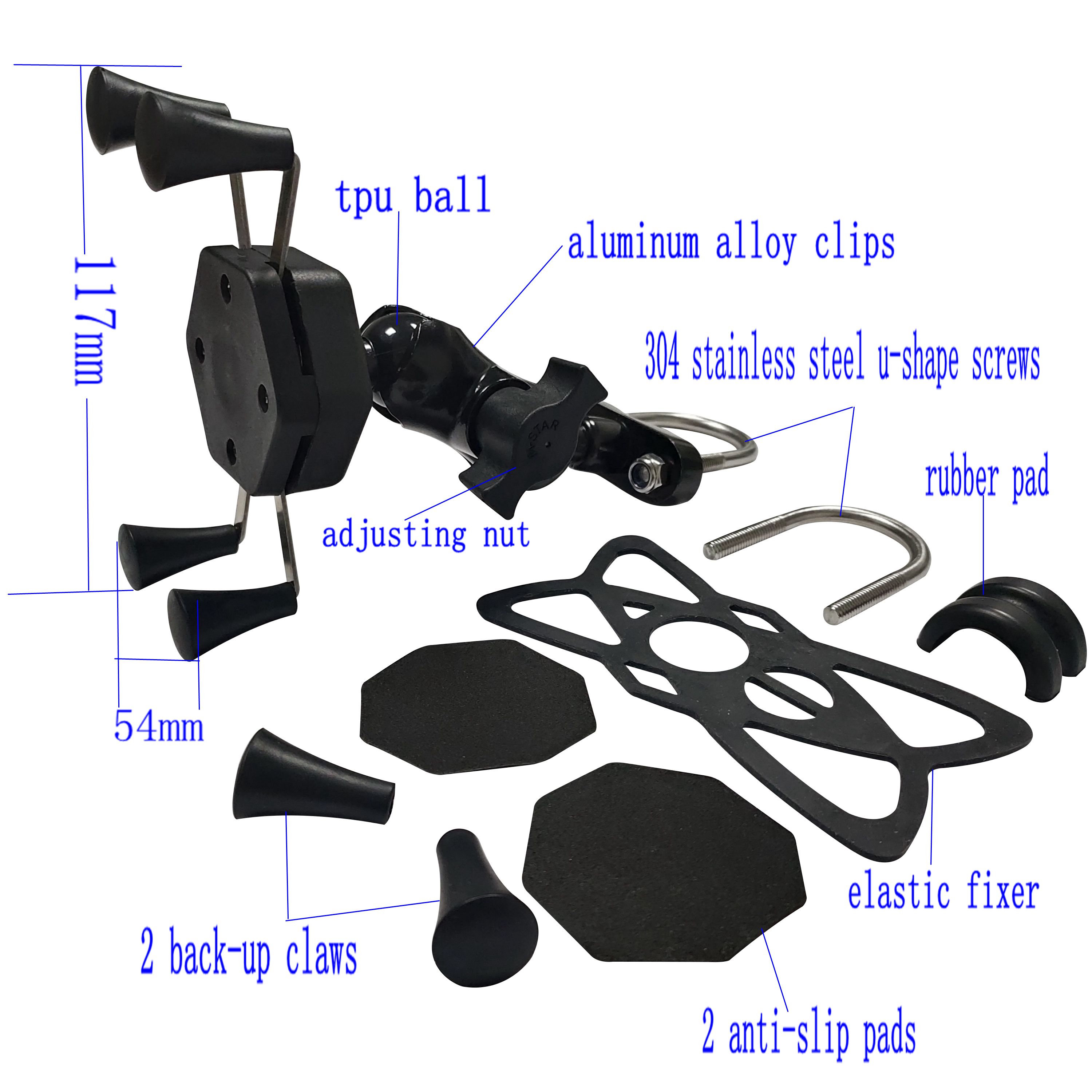 X Waterproof Bike Phone Stand , 3.5-6.5'' Metal Motorcycle Phone Mount 0.4kg