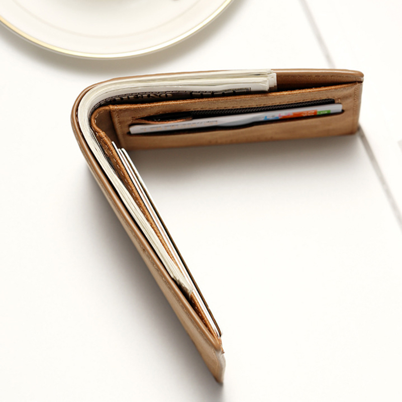 PU Main Material Men's Short Wallet with Vintage Crazy Horse Leather and Multifunction