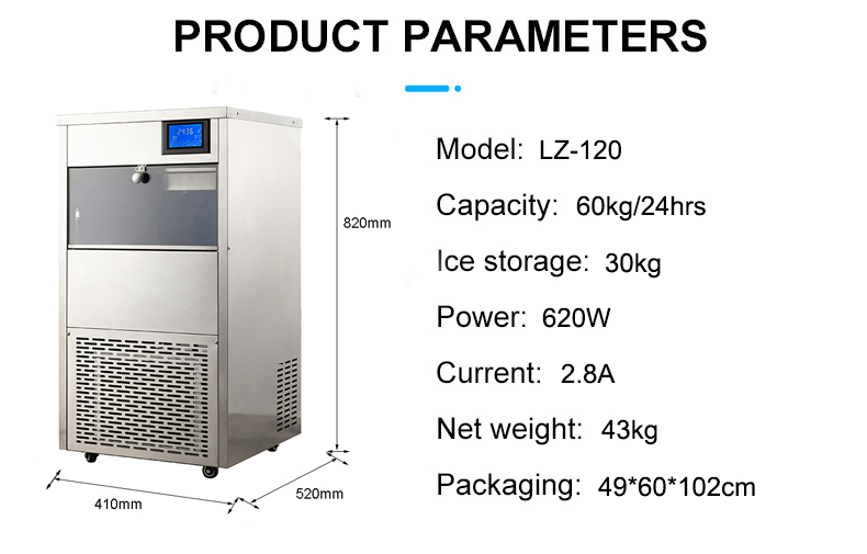 Snowflake Ice Maker LZ-120 Ideal for Food Market 60Kg Per Day Output Commercial Grade