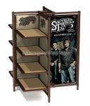 Freestanding Advertising Wood Shelving 4 - Way Retail Clothing Racks Customized