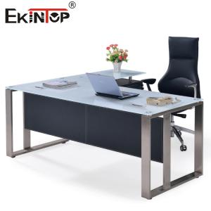 China SGS Executive Glass Office Desk Corner Table Home Furniture wholesale