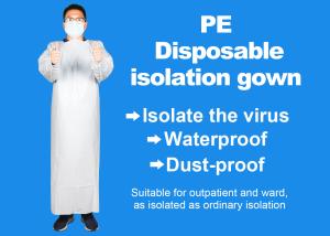 China Breathable Disposable Isolation White PE Long Sleeves Visitor Surgical Gown wholesale