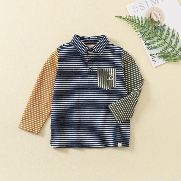 Wholesale baby boy clothing long sleeve 100% cotton polo t-shirt for kids baby