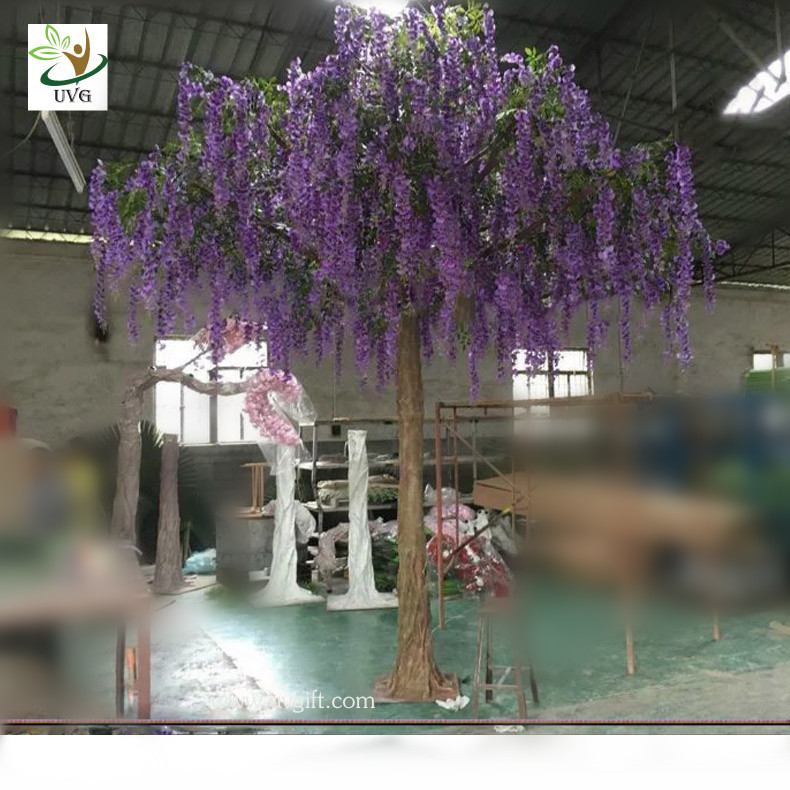 UVG walk way decoration 10ft white wisteria blossom fake trees for wedding WIS014