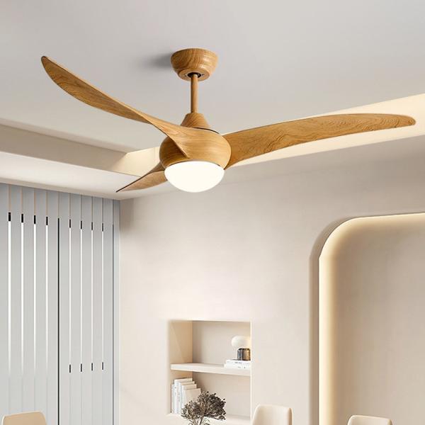 High Quality 52-Inch DC Motor Remote Control Vintage Indoor 3-Piece Solid Wood Blade Decorative Ceiling Fan Light Electric Power