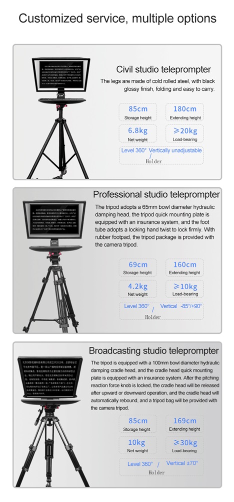 24 Inch Television and Broadcast Studio Teleprompter with 5 Meters Tystvideo Remote