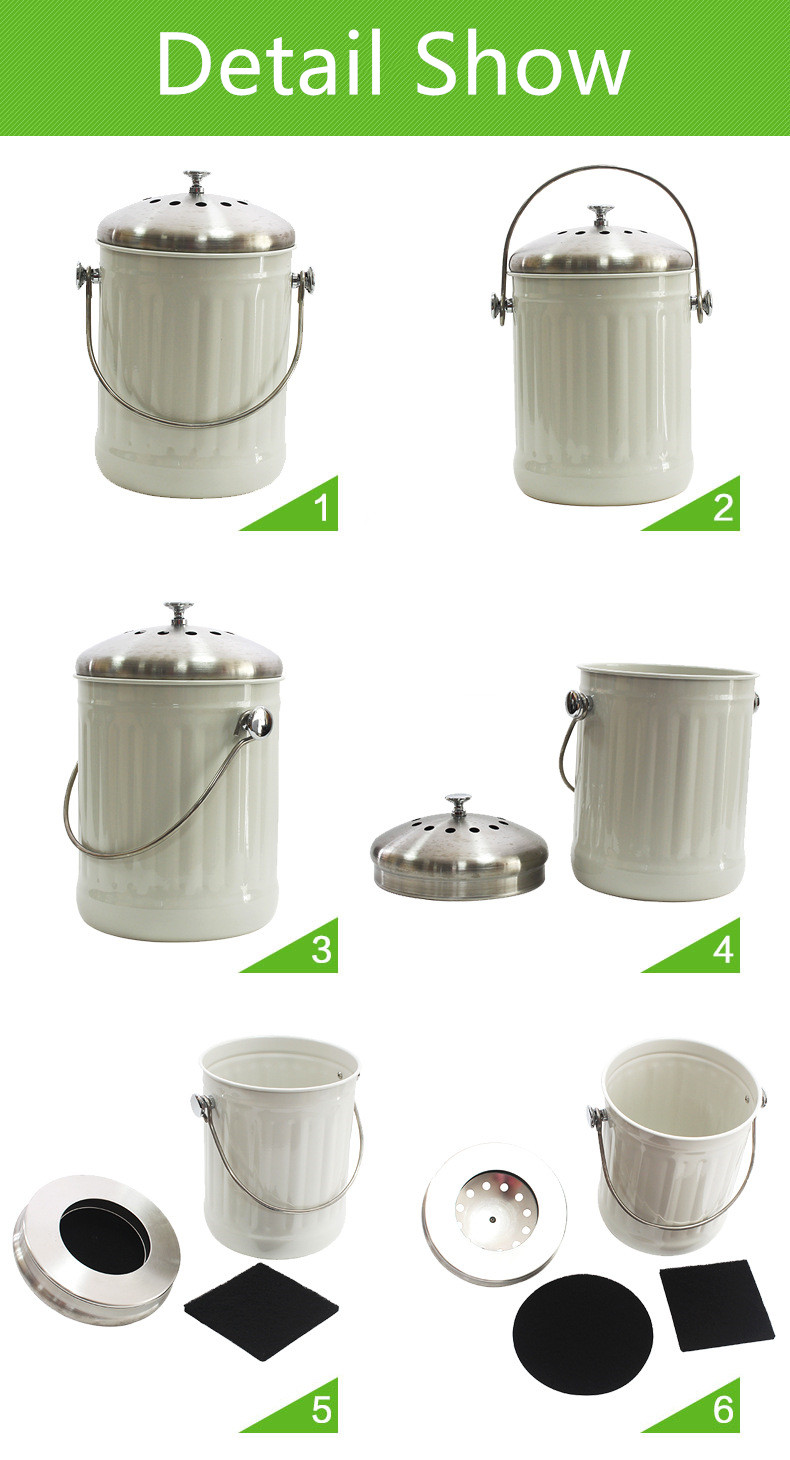 Kitchen Compost Bin for Counter or Under Sink Small Metal Indoor Home Apartment Eco Compost Pail