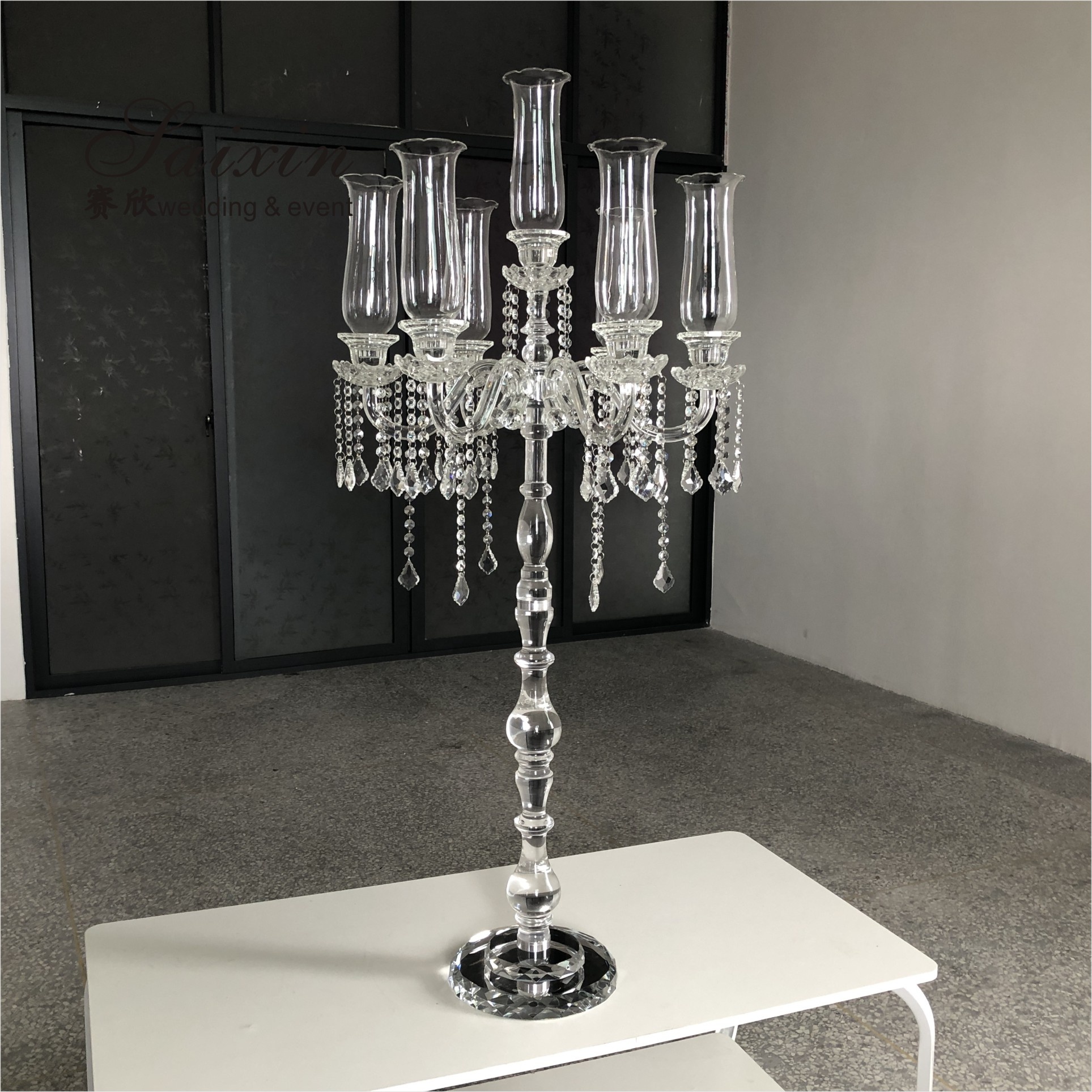 ZT-593 Luxury unique tall crystal candelabra wedding centerpieces