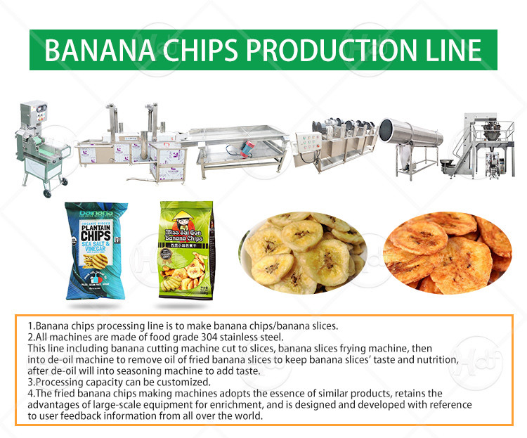 HFD manufacturer 150KG/H-2000KG/H Program Automatic Banana Chips Machine Plantain Chips Making Machine