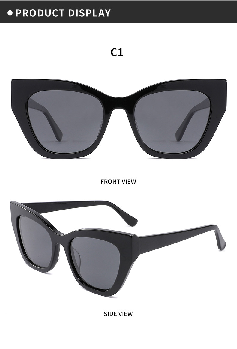 TAC Lens Cat Eye Sunglasses Women Acetate Frame Anti Dazzle Block UVA