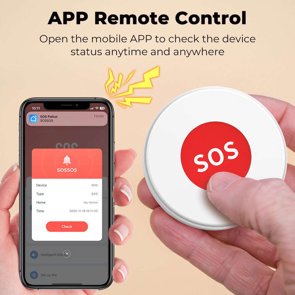 Tuya WIFI Smart SOS Call Button Wireless Caregiver Pager Smart Call System Nurse Calling Elder Alert Patient Help System Smart Life