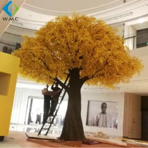 China Eco Friendly Plastic Yellow Ginkgo Biloba Tree , Fake Ginkgo Tree Leaves wholesale