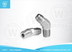 China 45° Elbow Male 37° Cone JIC Flare Fittings , NPT Male Flared Hydraulic Hose Accessories wholesale