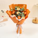 Handmade Yarn Flower Bouquet Crochet Knitted Floral Gift Faux Blooms Handheld