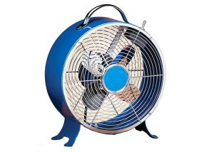 China Blue Retro Metal Fan , 9 Inch Electric Air Cooling Mini Oscillating Fan wholesale