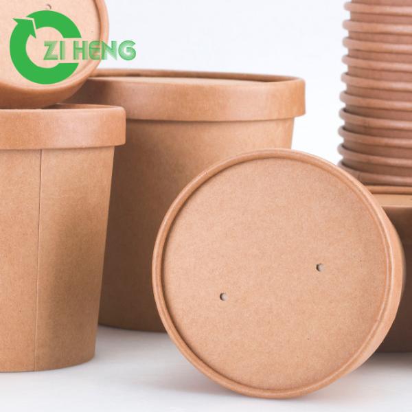 Disposable Round Fast Food Box Printed Customized Packing Kraft Paper Bowl