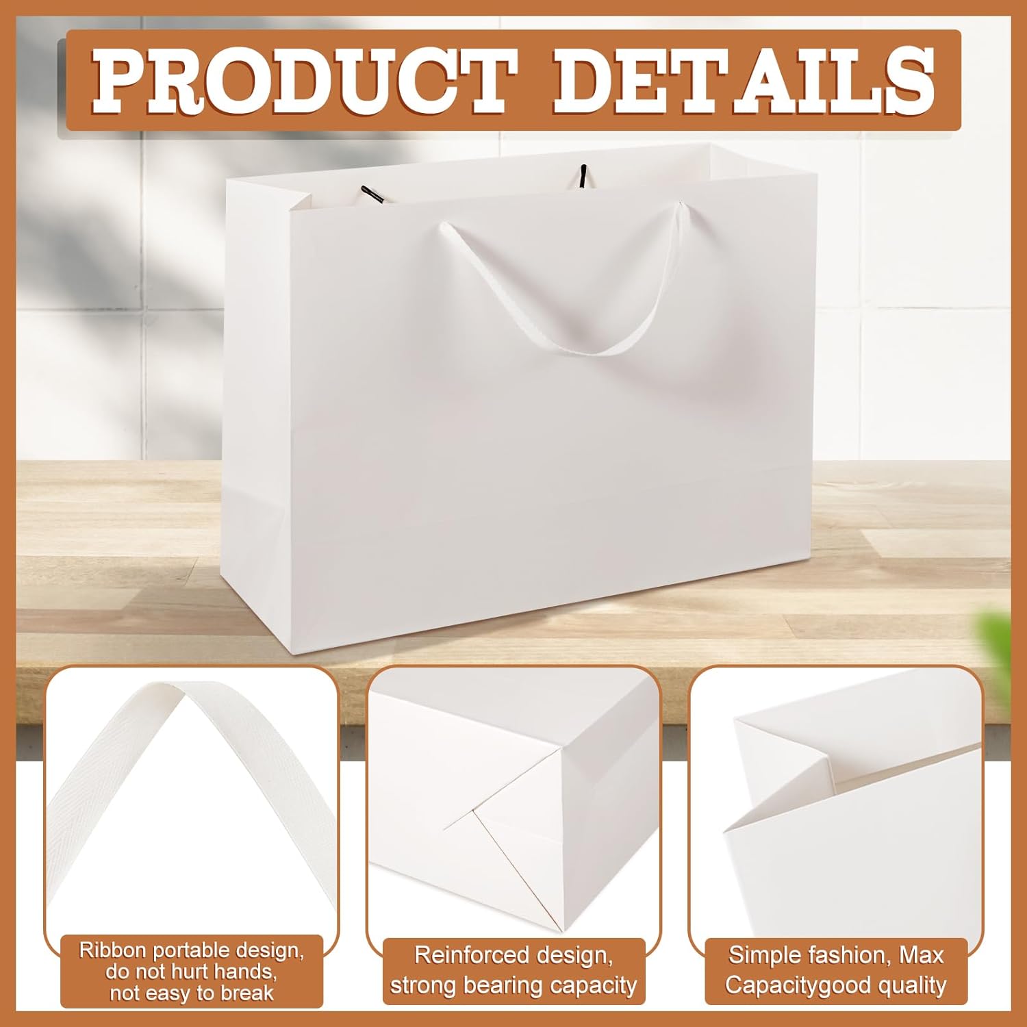 Luxury Paper Bag Gift Packing with Customized Size and Ribbon Handle