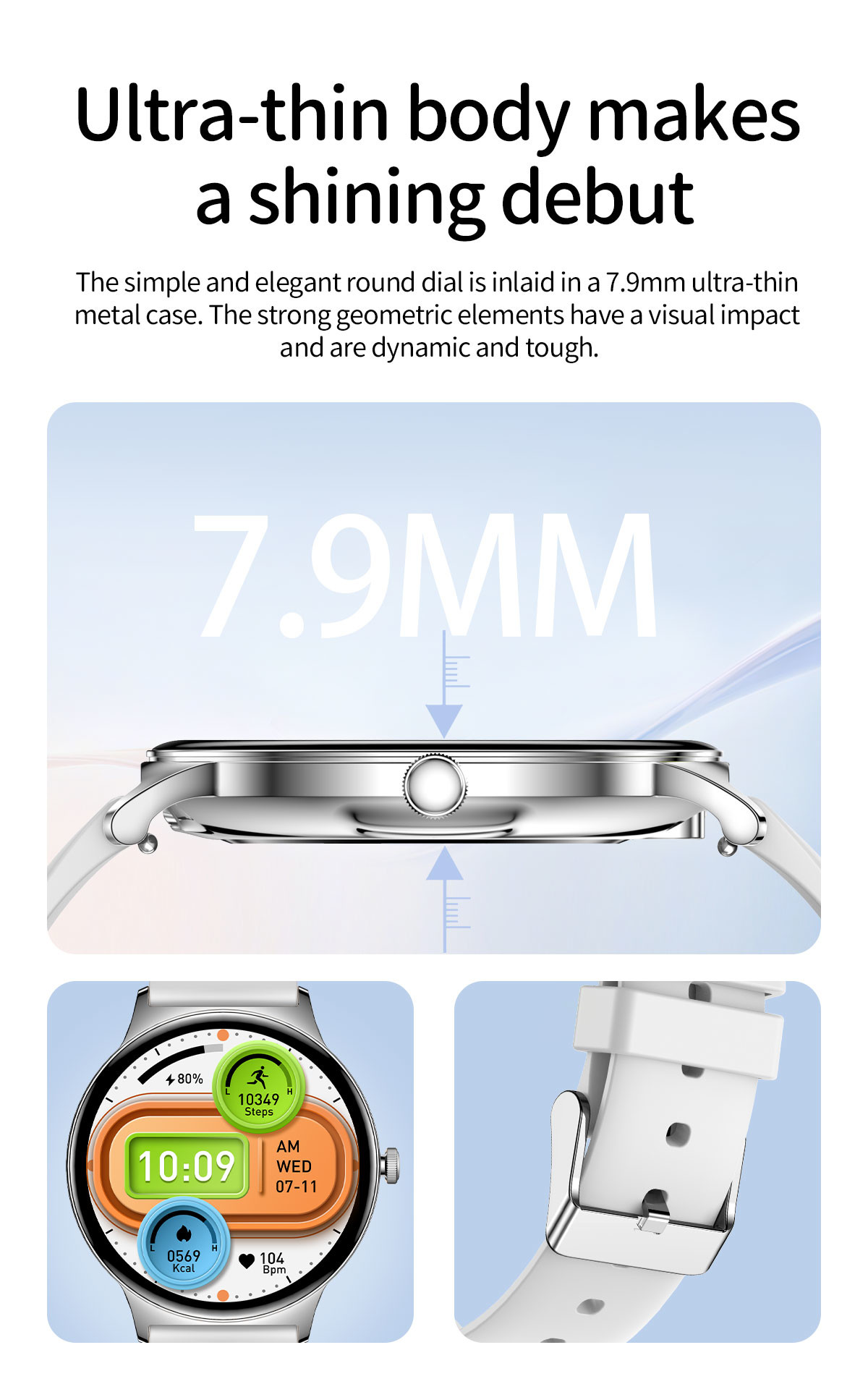 5.1Smart Women'S Bluetooth Watch Round Amoled Display OEM