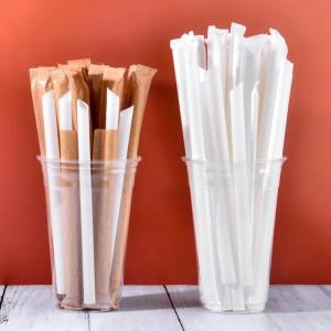 China White PLA Cutlery CPLA Plastic Straws 12*210mm Heat Resistance wholesale