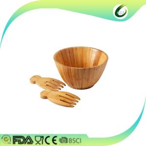 China wooden bamboo salad bowls with serving hands and serving bowls wholesale