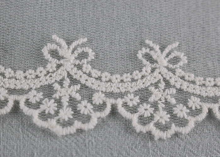 Cute Floral Embroidered Lace Trim Soft Ivory Bridal Lace Border For Art Decoration