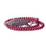 4mm Round Genuine Garnet Beads 925 Silver Marcasite Charm Bracelet 20 inches