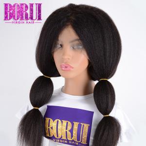 China Brazilian Kinky Straight Human Hair , Straight Lace Frontal Single Knots 100% Cuticles Wig wholesale