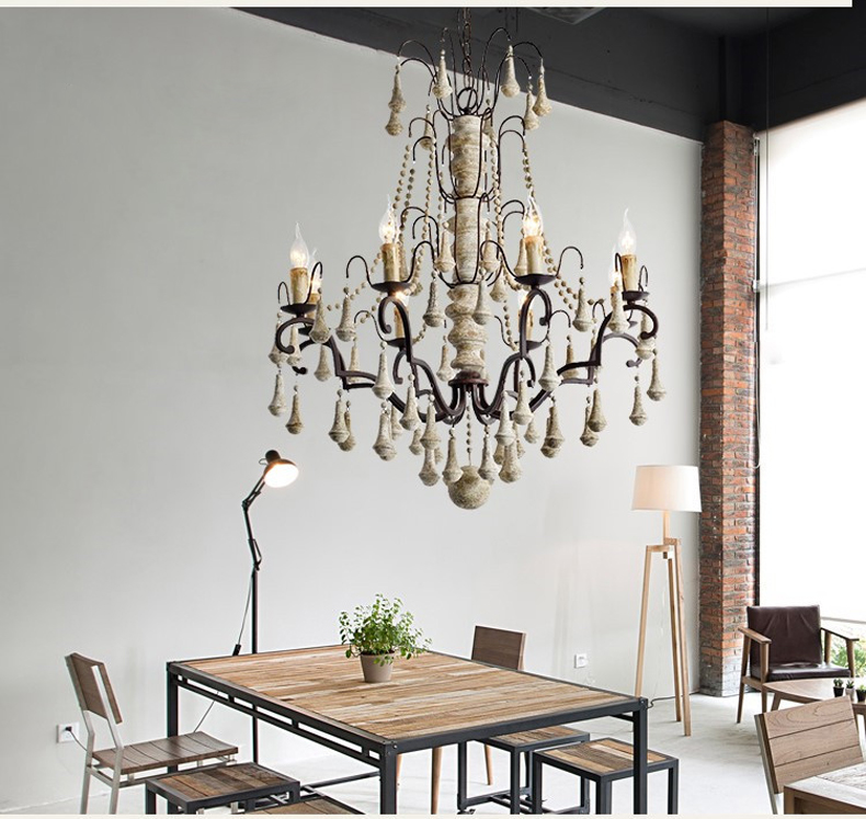 Wood Bead chandelier lighting lustre bois for country farmhouse rustic Chandelier(WH-CI-21)