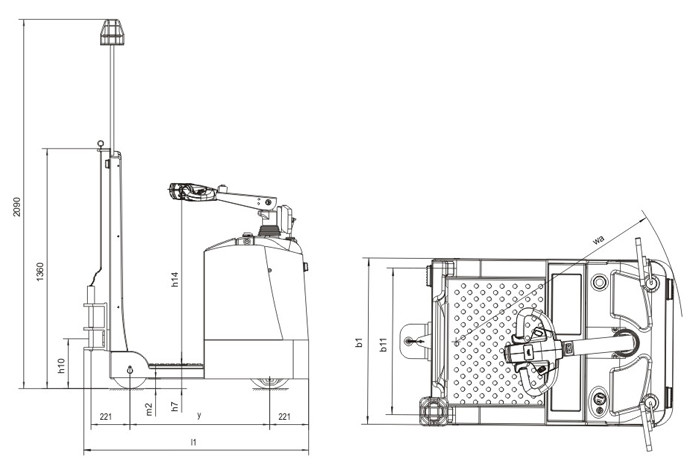Stand Driving Electric Tow Tractor Powerful Drive Motor 2 Tons Rated Traction Weight