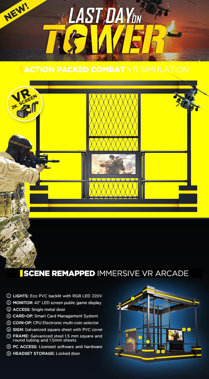 Single Player 9d Vr Tower Gun Simulator With Htc Vive Glasses