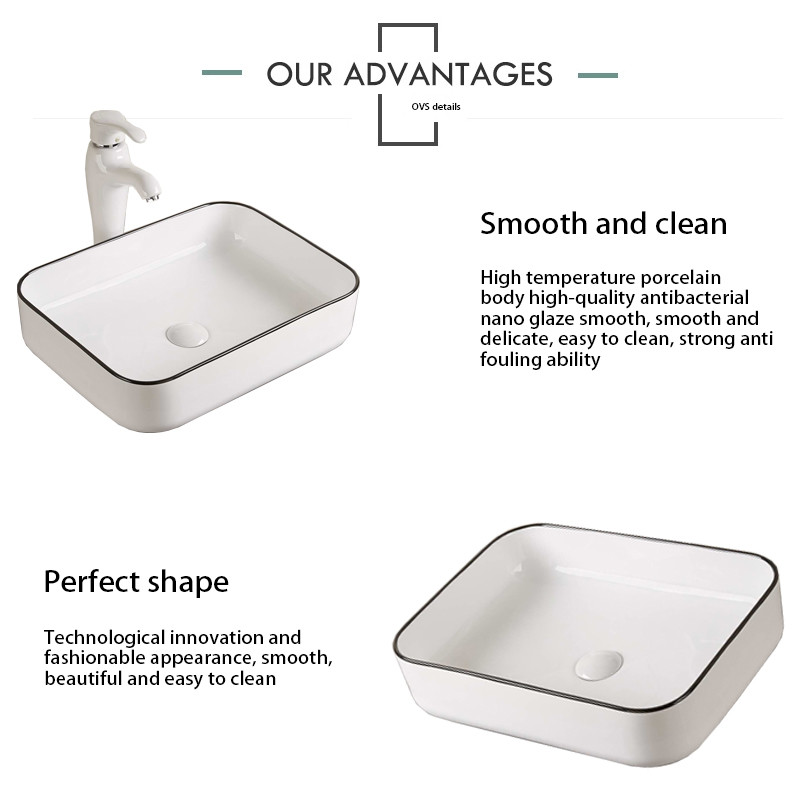 Small Rectangular Counter Top Wash Basin Porcelain Vessel Sink 20 Inch