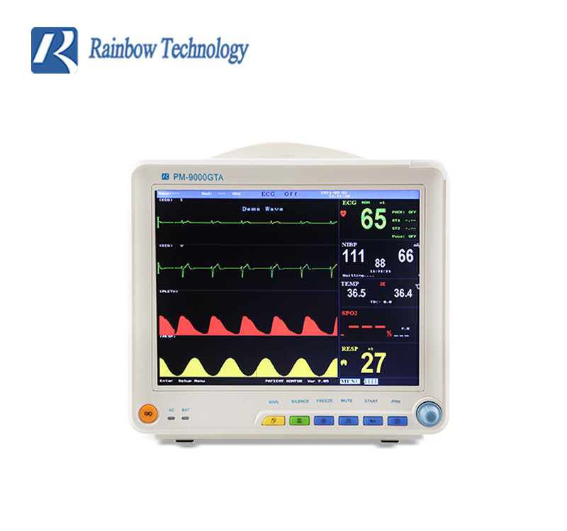 220V Multi Parameter Vital Sign Monitor 3-5 Leads ICU Bedside Monitor