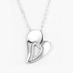 Telesthesia Sterling Silver Double Heart Necklace Cubic Zirconia
