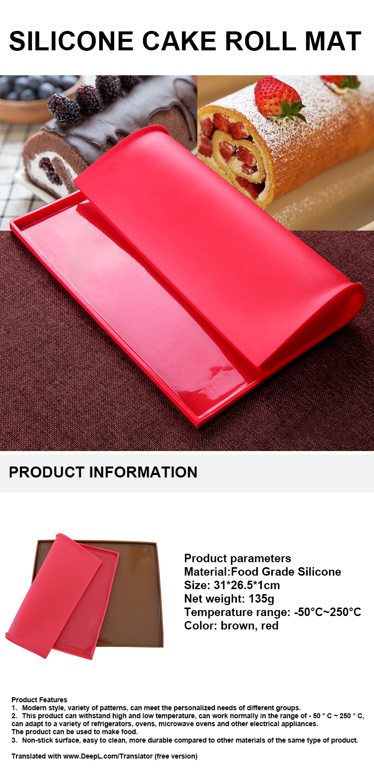 High temperature resistant BPA Free cake baking pan bread roll tray silicone baking mat