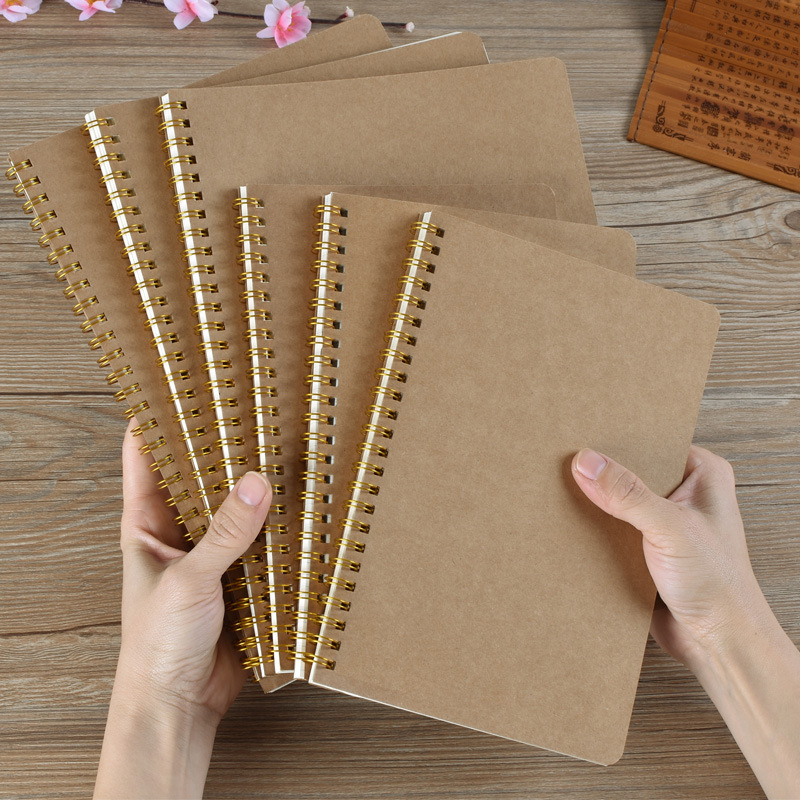 10.5cm Brown Paper Cover Notebook , custom printed spiral bound notebooks