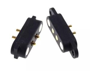 China 4p Magnetic POGO Pin Connector 2A Pitch 2.8mm For Flange PCB Solder Panel Mount on sale