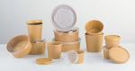 Greaseproof 8oz 12oz Kraft Paper Food Container With Paper Lid