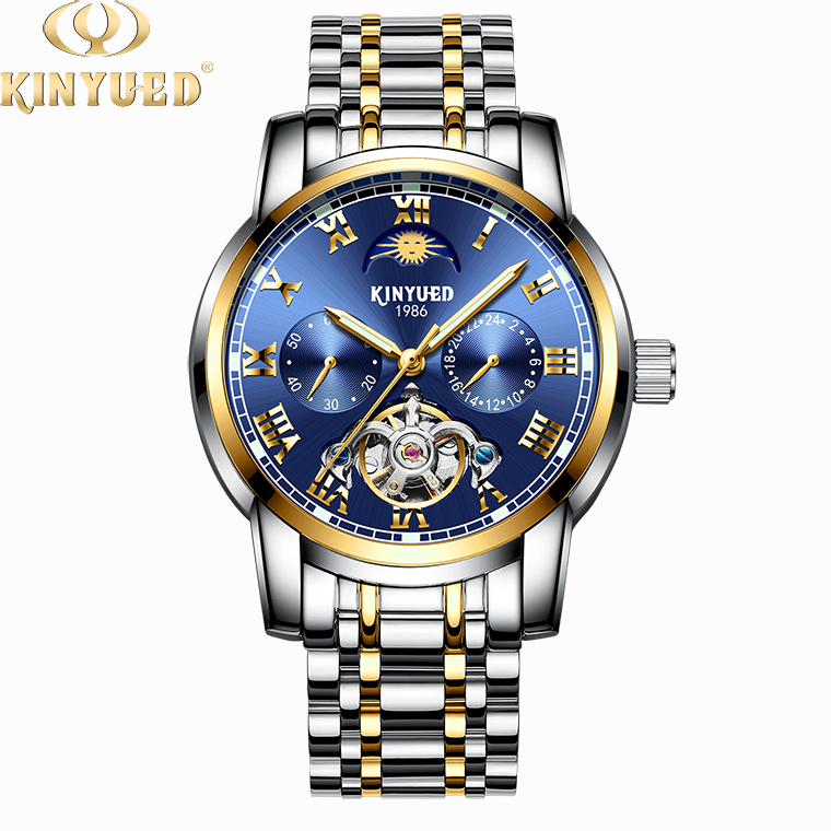 KINYUED stainless steel waterproof automatic mechanical watch luminous mens mechanical watch