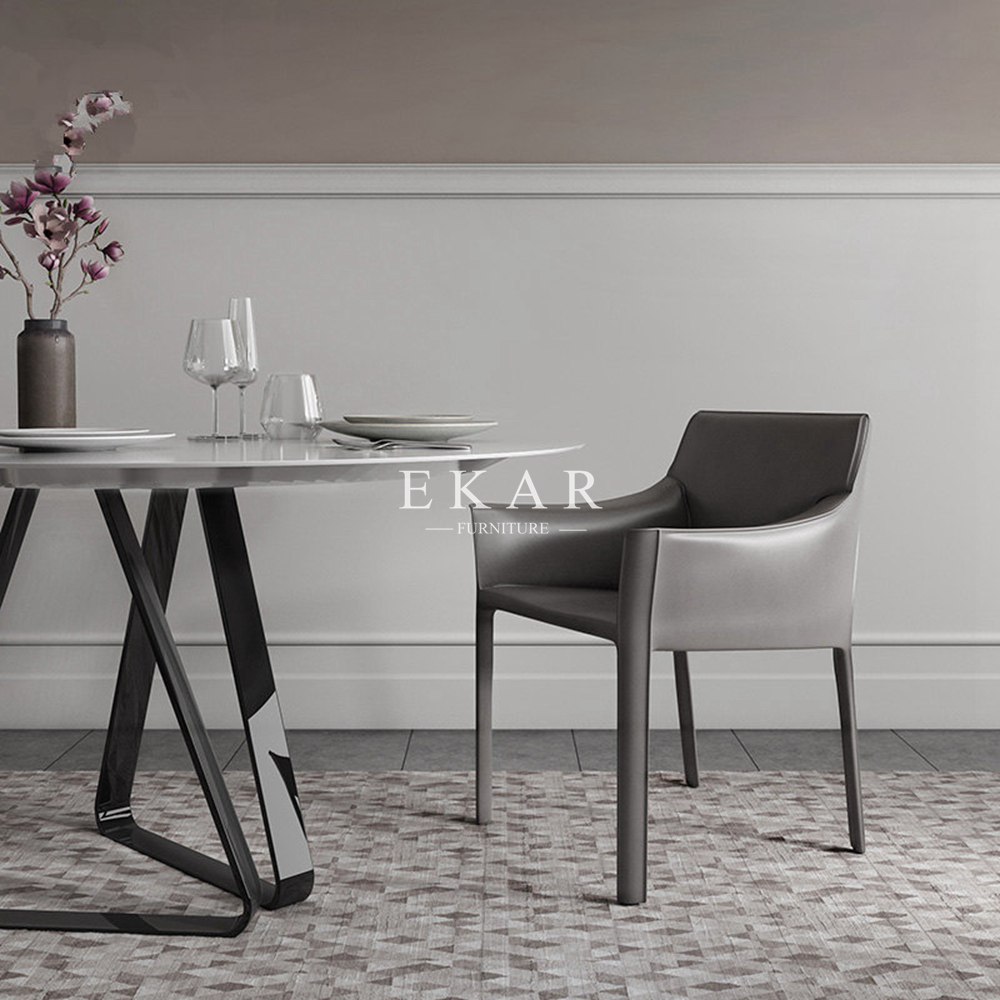 French Italian Style Wooden Modern Leather Dining Chair