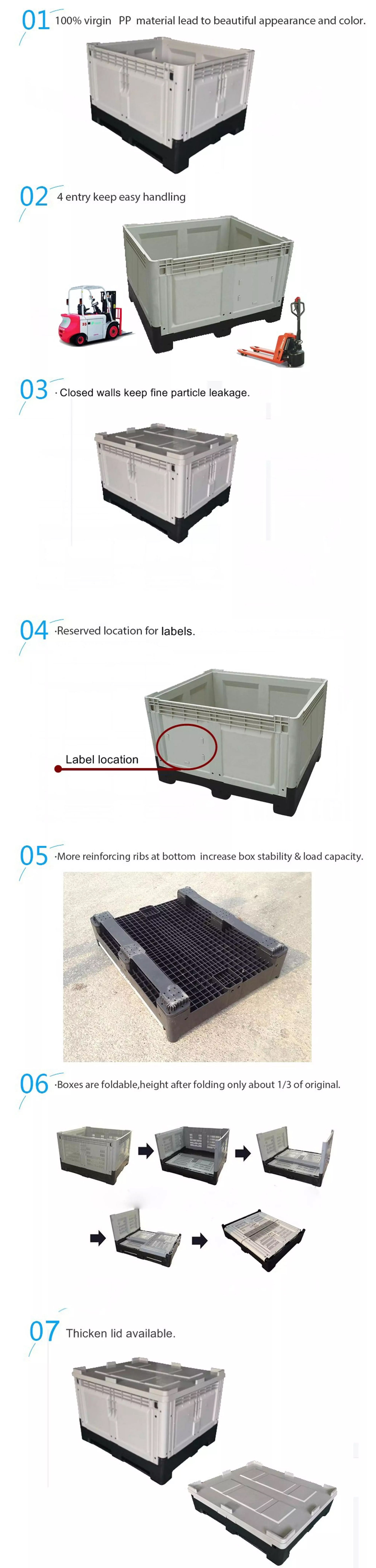 1200*1000*760mm heavy duty storage plastic pallet box for sale