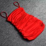 Spaghetti Straps Club Stretch 66cm Sleeveless Pleated Bodycon Dress