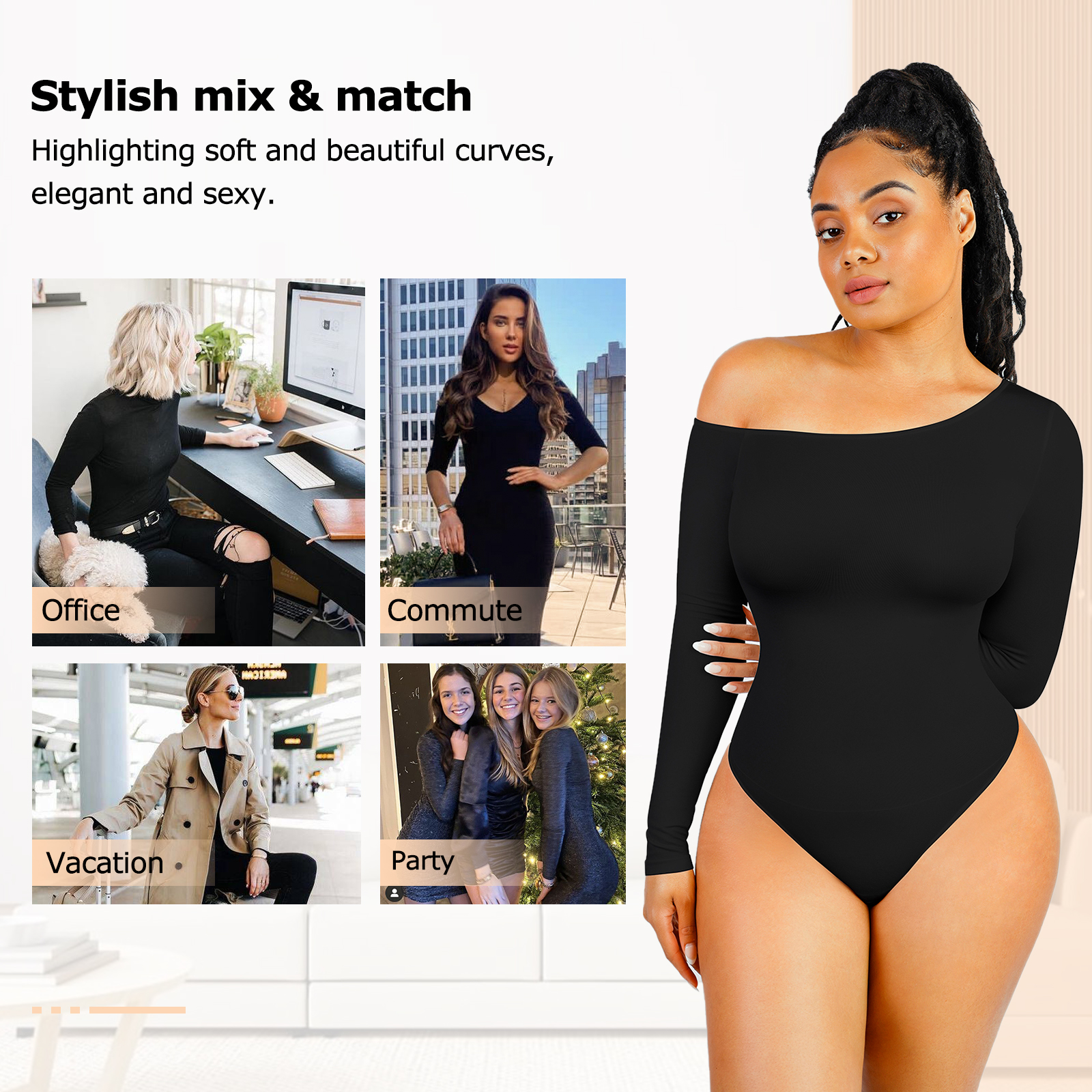 Custom Logo Autumn Long Sleeve Tight Slimming Tummy Trimmer Control Bodysuit for Women