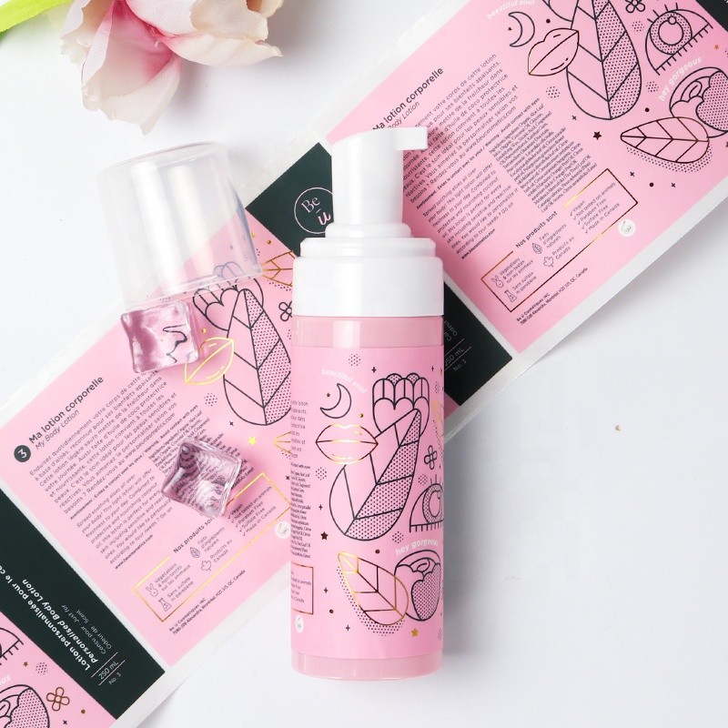 50MM Custom Waterproof Plastic Coated Stickers Labels For Cosmetics Plastic Bottles