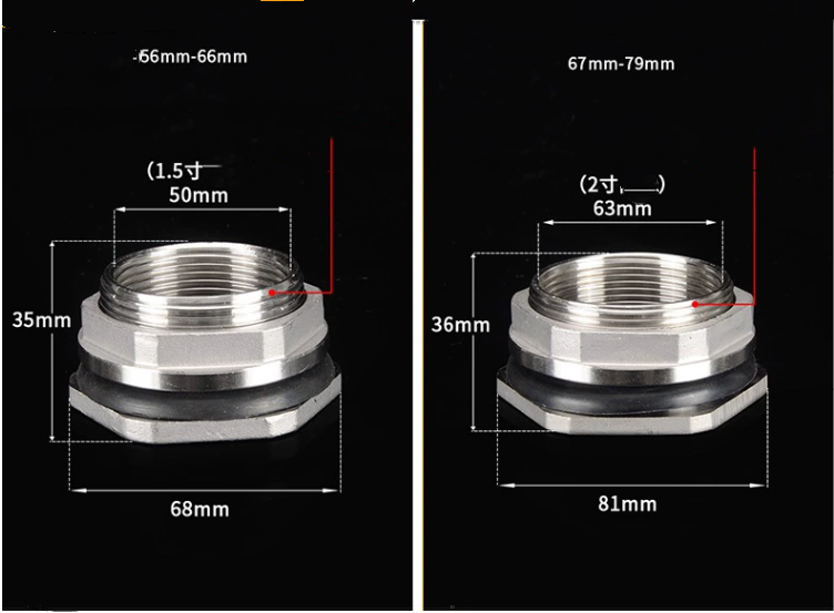 Customized Support 150lb Stainless Steel 304 Water Tank Bulkhead Fitting Weldless Type with NPT Thread and Casting Design