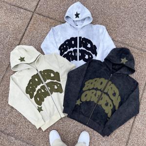 China High Weight Cotton Custom Embroidered Hoodies in Vintage Distressed Style for Men wholesale